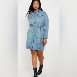 NWT Eloquii Light Blue Long Sleeve Denim Mini Dress